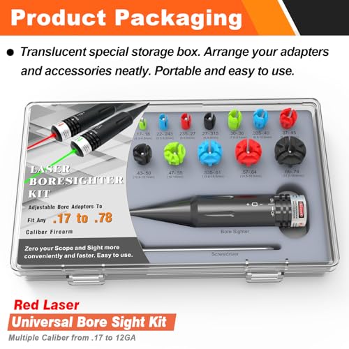 Byattoo Universal Laser Bore Sight Kit for Multiple Caliber Rifles and Pistols
| Byattoo Laser Bore Sight Kit with CR2