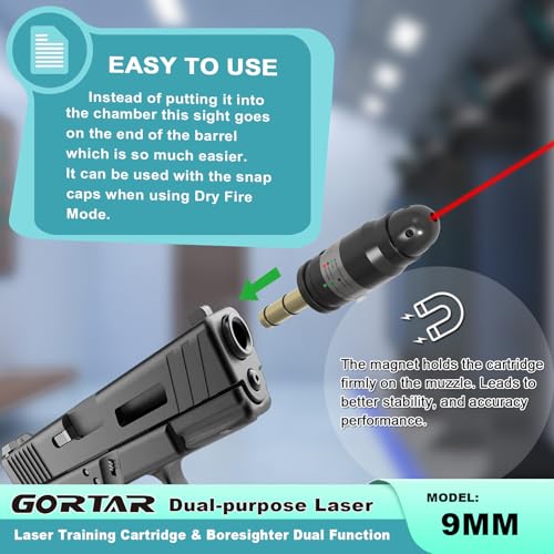 Laser Training Cartridge & Boresighter Dual Function for Cal 9MM/22LR Riflemen Dry Fire Practice and Bore Sighting
| La