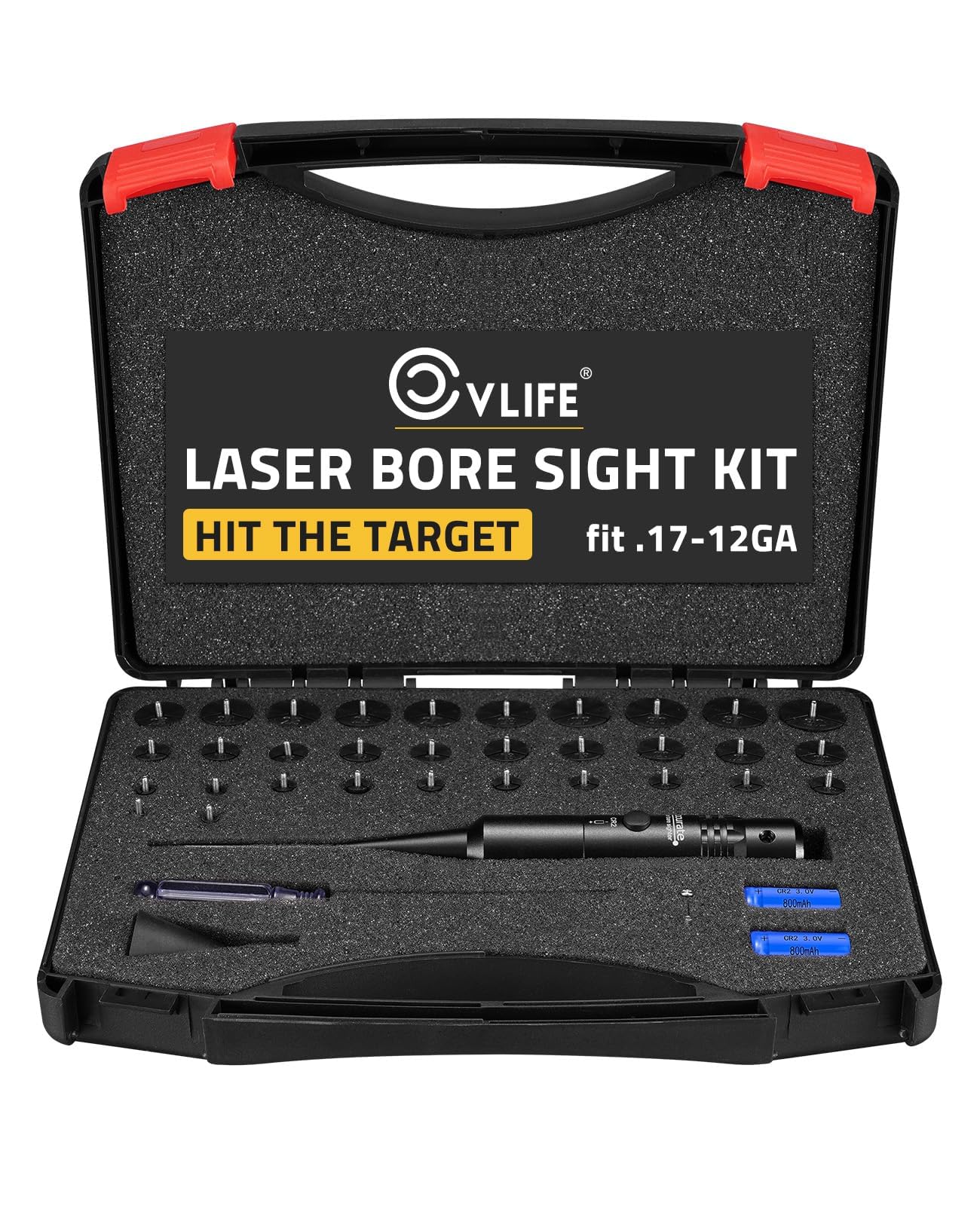 CVLIFE Professional Laser Bore Sight Kit for Hunting with Adaptive Adapters and Bright Laser Sight