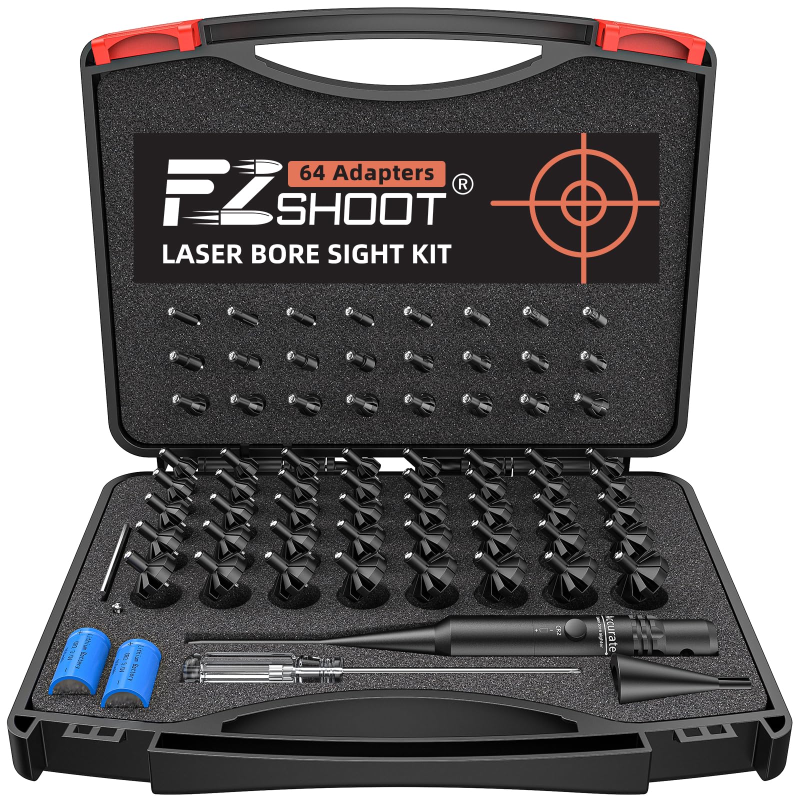 EZshoot Green/Red Bore Sight Kit Clear Laser Boresighter for Hunting with 64 Adapters Fit 0.17 to 12 GA Calibers  
EZsho