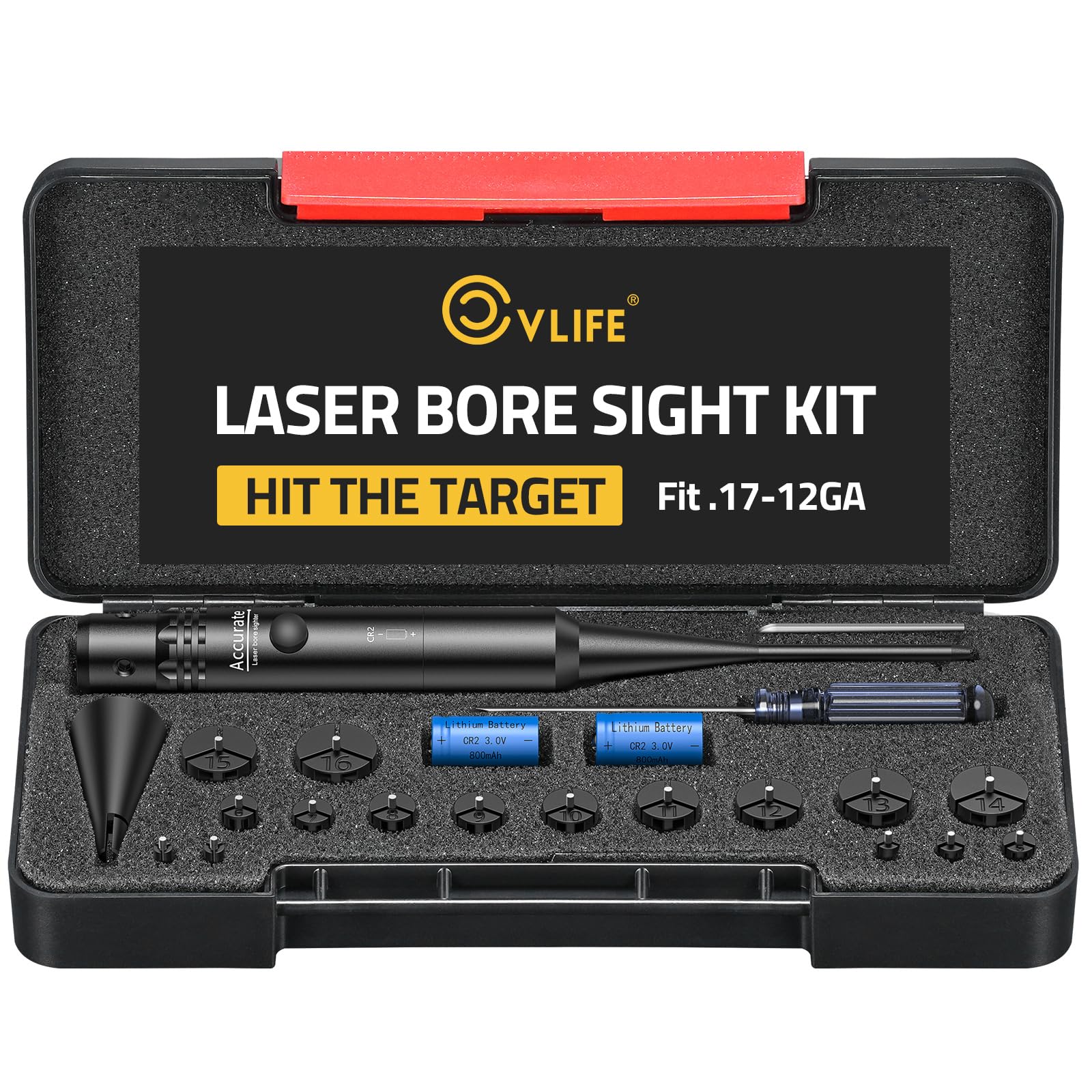 Professional Red/Green Bore Sight Laser Kit for 0.17 to 12GA Calibers, Hunting Rifles, Pistols and Handguns
| All Gun B